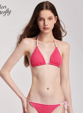 Hidden Butterfly温泉度假显瘦系带性感泳衣 三点式比基尼