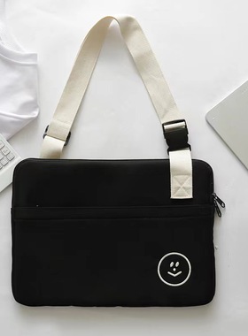 斜挎电脑包适用华为14寸mac苹果13.3肩带款防水平板收纳包ipadpro11寸9.7寸学生简约加绒保护套内胆包