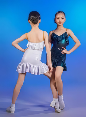 FZS新同款女童拉丁荷叶边吊带分体烫金花边半裙高级版练功服