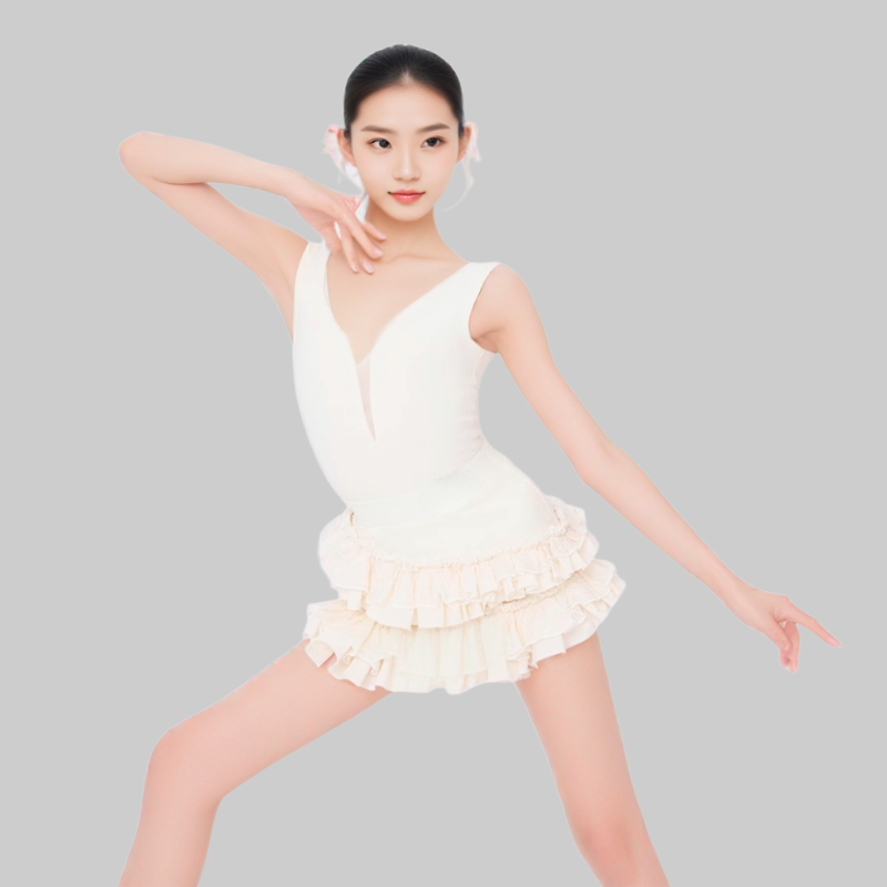 2026新款拉丁舞蹈服女童练功服绝美月夜蔷薇背心分体浮雕半裙套装