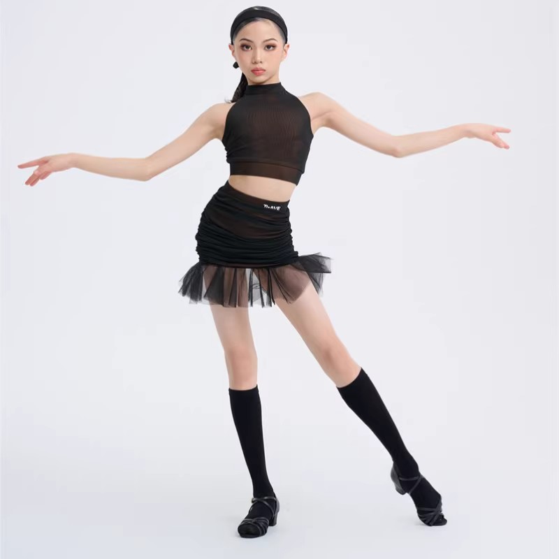 新款少儿拉丁舞服分体高级练功服