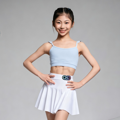 OSD同款夏季女童拉丁吊带百褶裙