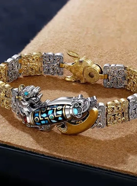 九眼天珠貔貅手链男士转运复古个性潮人大气国潮小众设计直销