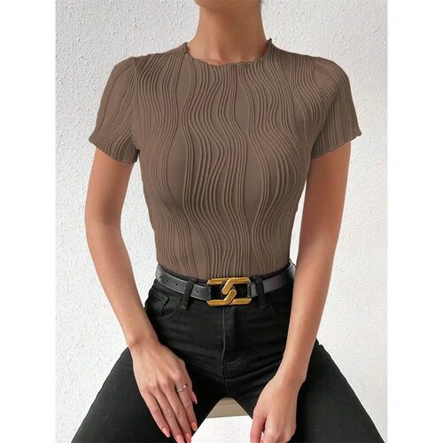 圆领修身短袖T恤女士Round neck slim fit short sleeved T-shirt