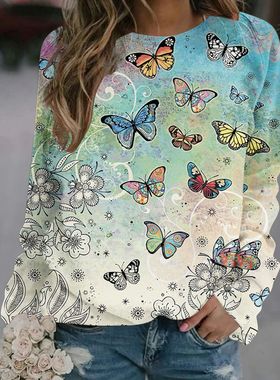 Casual printed versatile round neck sweater 印花百搭圆领卫衣