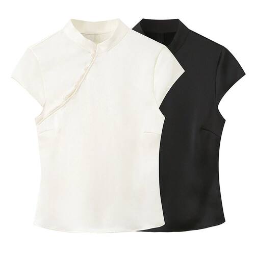 新中式立领飞袖衬衫女 New Chinese style stand up collar shirt