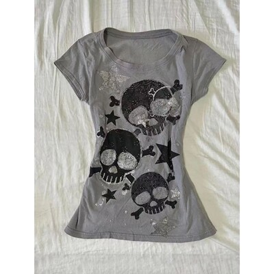 正肩收腰短袖修身上衣女Shoulder cinched short sleeved t-shirt