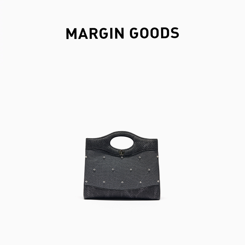 钉珠绣格精致手提单肩包