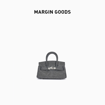 Margin Goods新款女士包包水洗牛仔手提包复古百搭黑色小包