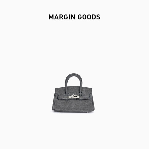 Margin Goods新款女士包包水洗牛仔手提包复古百搭黑色小包