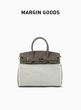 Margin Goods新款女士包包撞色毛边大容量小众拼色手提包女