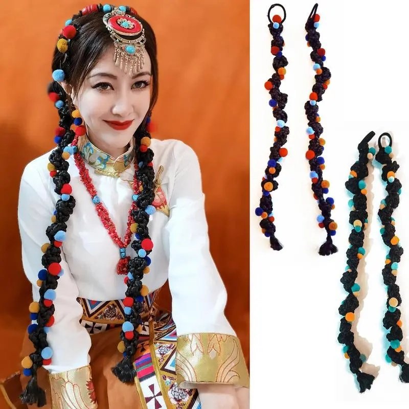 爱莉丝藏式毛球麻花辫马尾假发彩色串珠民族风复古发饰,美发护发/假发,马尾,淘宝优惠券,粉丝福利购,淘宝优惠卷