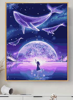 q683diy解闷手工水彩油画填色数字油彩画画画定制涂色填充装