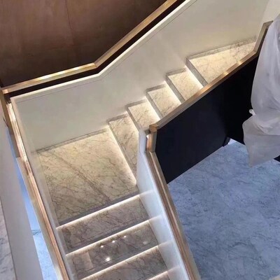 重庆定制梯步室外楼梯栏杆天然大理石花岗石岩板