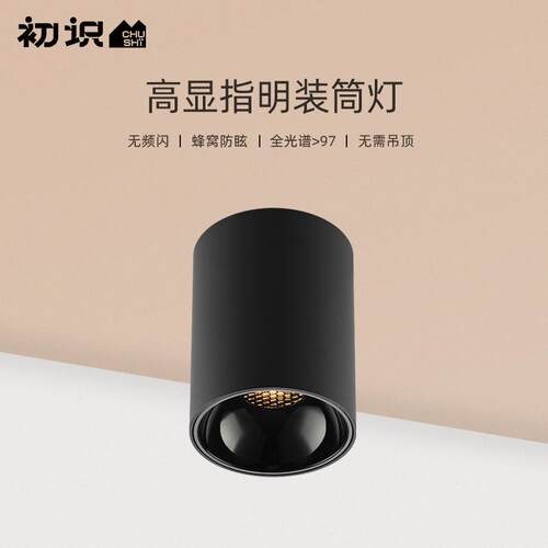 初识灯饰 明装筒灯防眩全光谱客厅无主灯玄关过道走廊吸顶天花