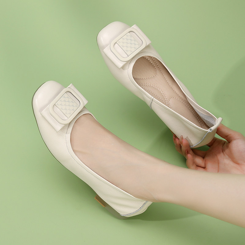 豆豆鞋女2025新款真皮软底浅口平底单鞋女士一脚蹬妈妈皮鞋41一43,女鞋,乐福鞋（豆豆鞋）,淘宝优惠券,粉丝福利购,淘宝优惠卷