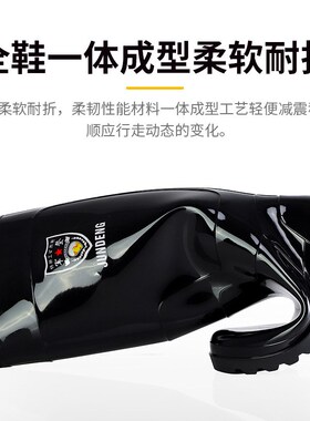 新款3537黑色特高45CM雨鞋男 加长筒工地N劳保PVC工作水鞋防水