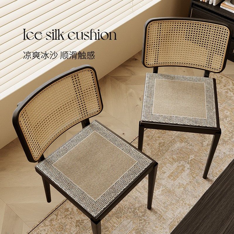 中古风夏季2024新款冰沙坐垫凳子高级冰丝凉感椅垫防滑餐椅垫座垫,居家布艺,椅垫,淘宝优惠券,粉丝福利购,淘宝优惠卷