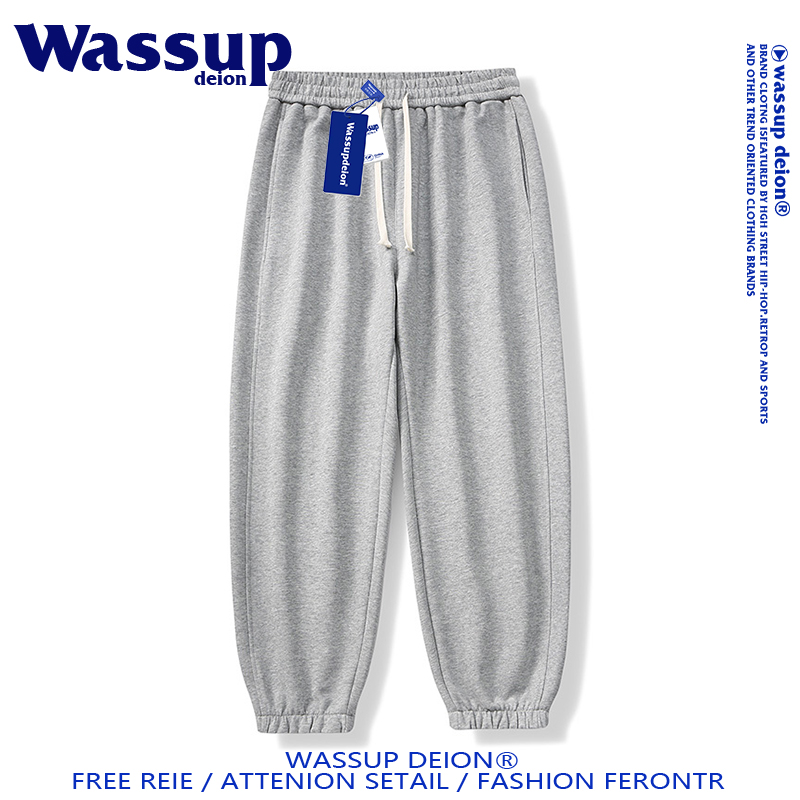 潮牌休闲裤子男浅灰色情侣运动裤