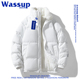 wassupdeion冬季 羊羔绒棉衣男白色加厚保暖外套2024新款 情侣棉服