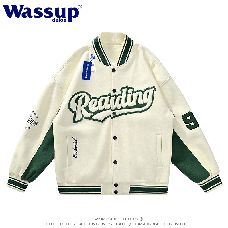 刺绣棒球领外套男女同款大码夹克