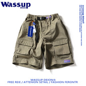 工装 短裤 男女夏季 wassupdeion美式 ins潮牌宽松休闲运动机能五分裤