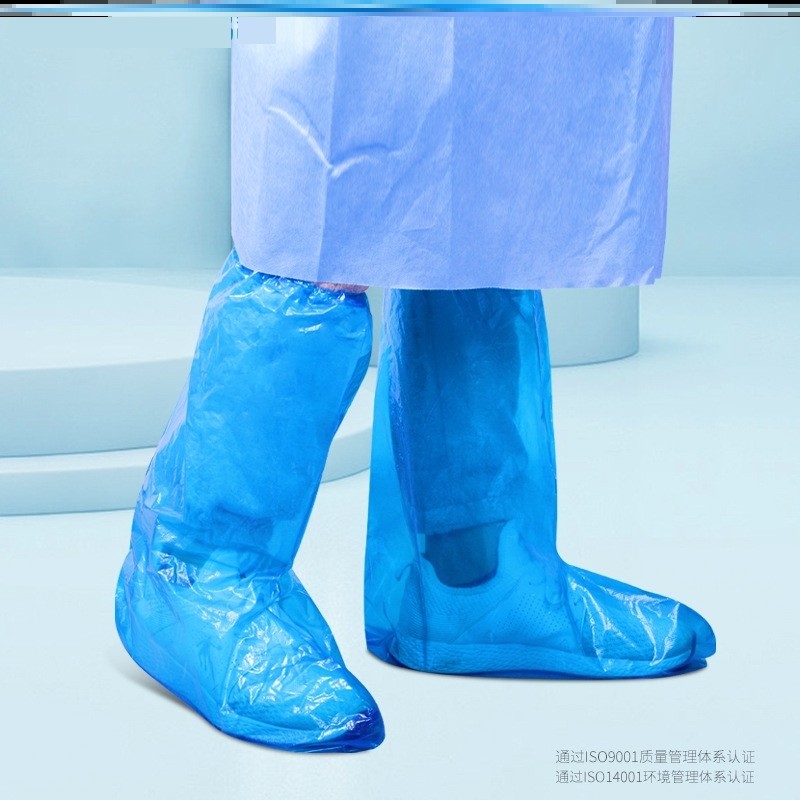 医用一次性隔离鞋套医护防疫人员PE蓝色防护防水防尘夏季透气脚套