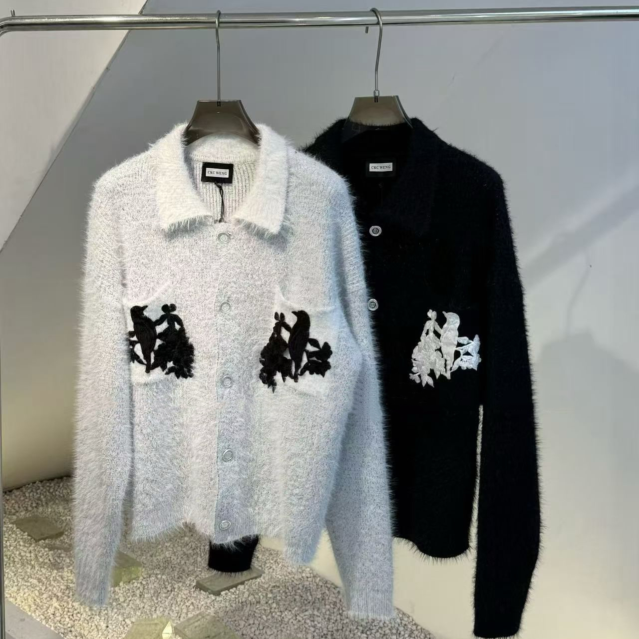 刺绣针织开衫男潮流高级感毛衣