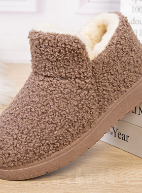 2025秋冬季加绒加厚保暖舒适防水女鞋软底棉鞋一脚蹬中老年妈妈鞋