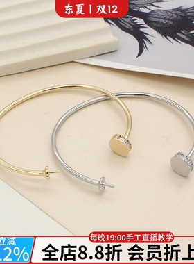 14k厚镀金微镶锆石镶嵌手镯