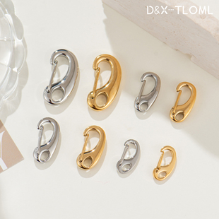 东夏饰品 真空电镀18k椭圆龙虾扣头 316钛钢镜面精抛虾公扣弹簧扣