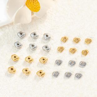 316鈦鋼精拋熔巖隔珠 東夏飾品 爐內(nèi)電鍍18K不規(guī)則石頭隔片碎銀子