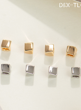 东夏饰品 14k镀金迷你扭花方隔珠 手工diy串珠通孔异形方珠散珠