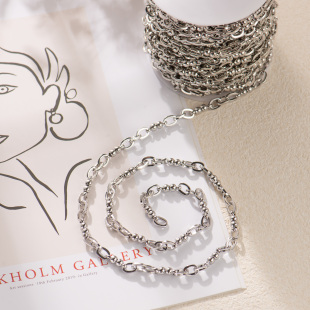 东夏饰品 手工diy手链项链椭圆十字子母链子 铜镀白金阿瑞斯链条