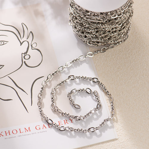 镀白金椭圆十字链条阿瑞斯链子