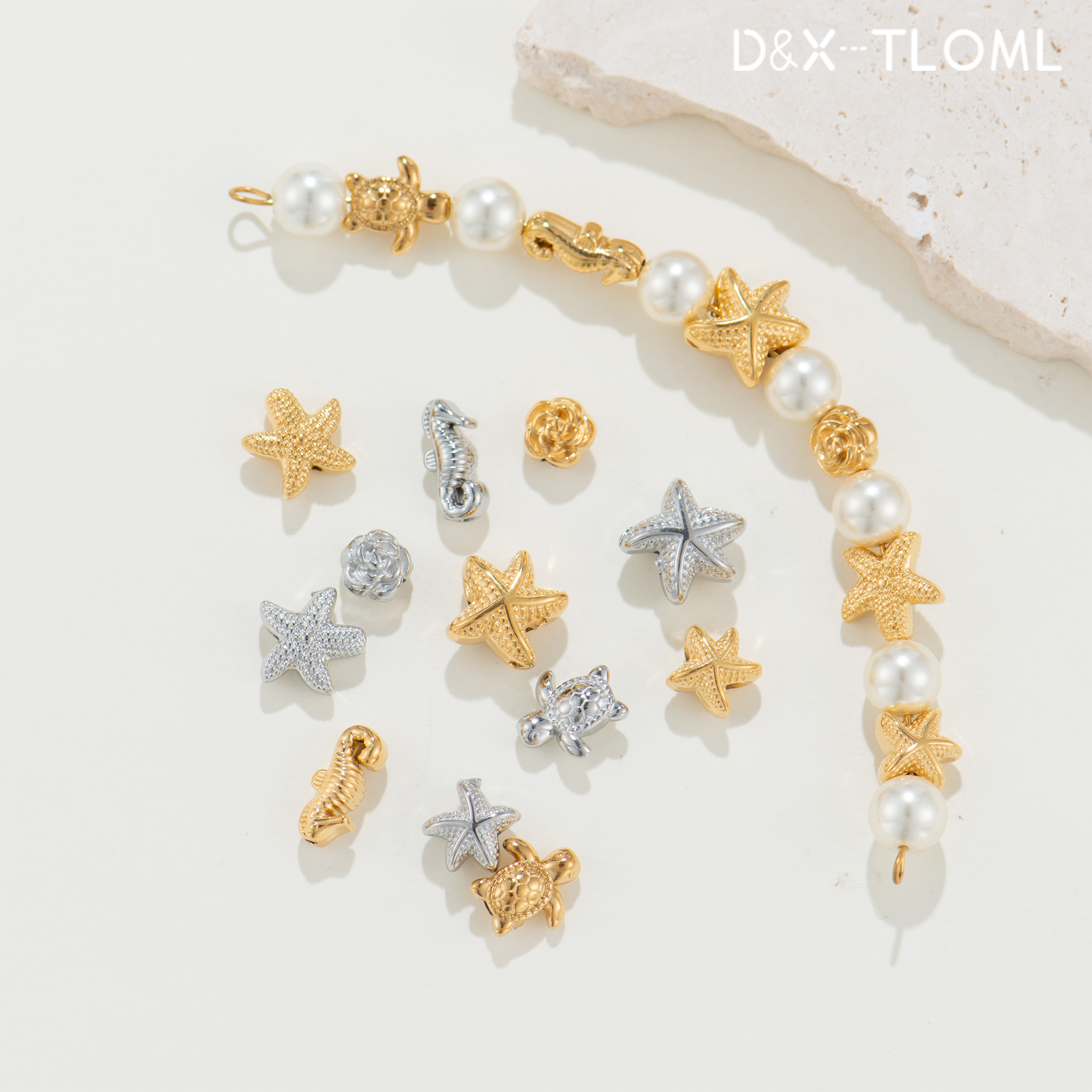 钛钢海洋系列隔珠可爱串珠配件