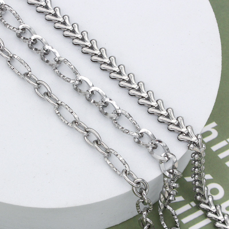 DONGXIA JEWELRY 316 TITANIUM STEEL FINE POLISHED SIDE CHAIN HANDMADE DIY BRACELET NECKLACE THREAD EMBOSSED CHAIN LOOSE CHAIN