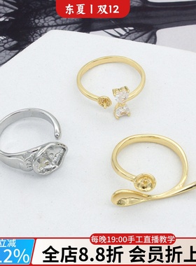 14k镀金勺子戒托镶嵌珍珠戒指