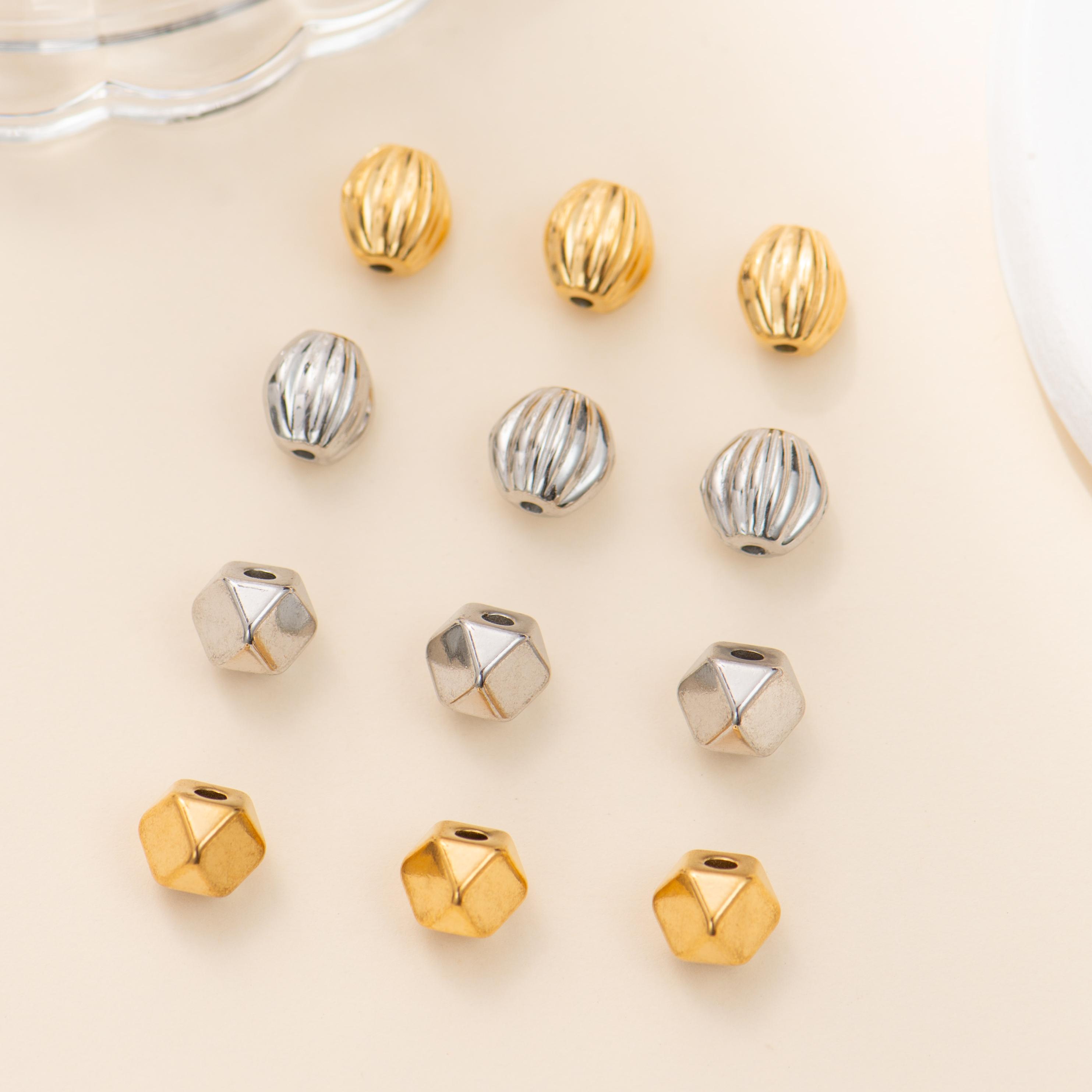 钛钢精抛电镀18K切面隔珠瓜棱珠