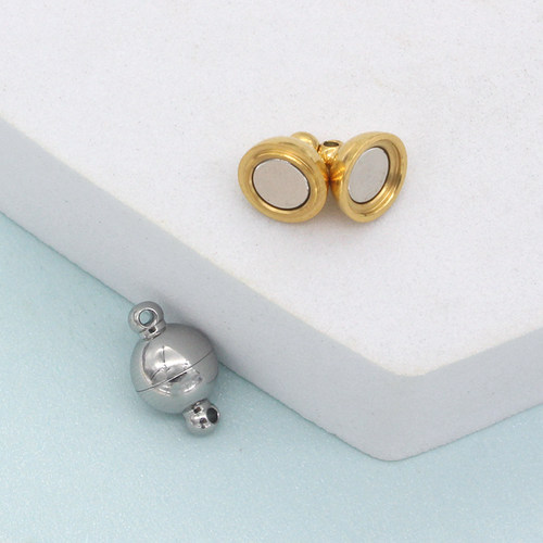 钛钢圆形光面diy爱心磁吸扣镀18K