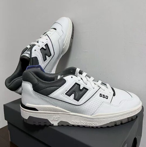 New Balance NB 550  防滑耐磨低帮 复古板鞋 男女同款 白灰色
