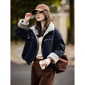 小个子加绒厚款 复古立领冬季 派克服休闲牛仔外套 乐园美式 苏醒