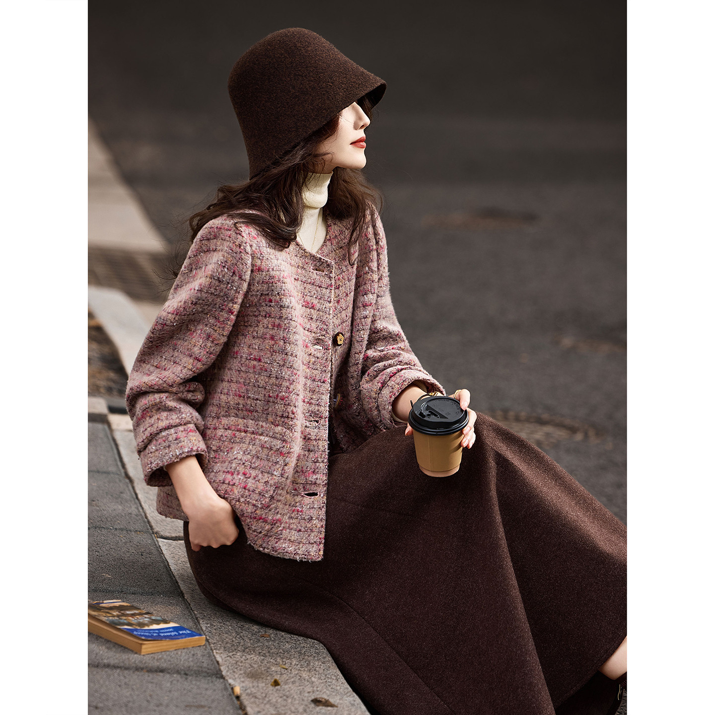 苏醒的乐园小香风两件套冬季粗花呢通勤毛呢外套高腰长款半裙套装,女装/女士精品,时尚套装,淘宝优惠券,粉丝福利购,淘宝优惠卷