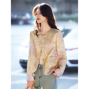 百搭气质减龄新中式 时尚 外套 乐园国风提花刺绣上衣26春季 苏醒