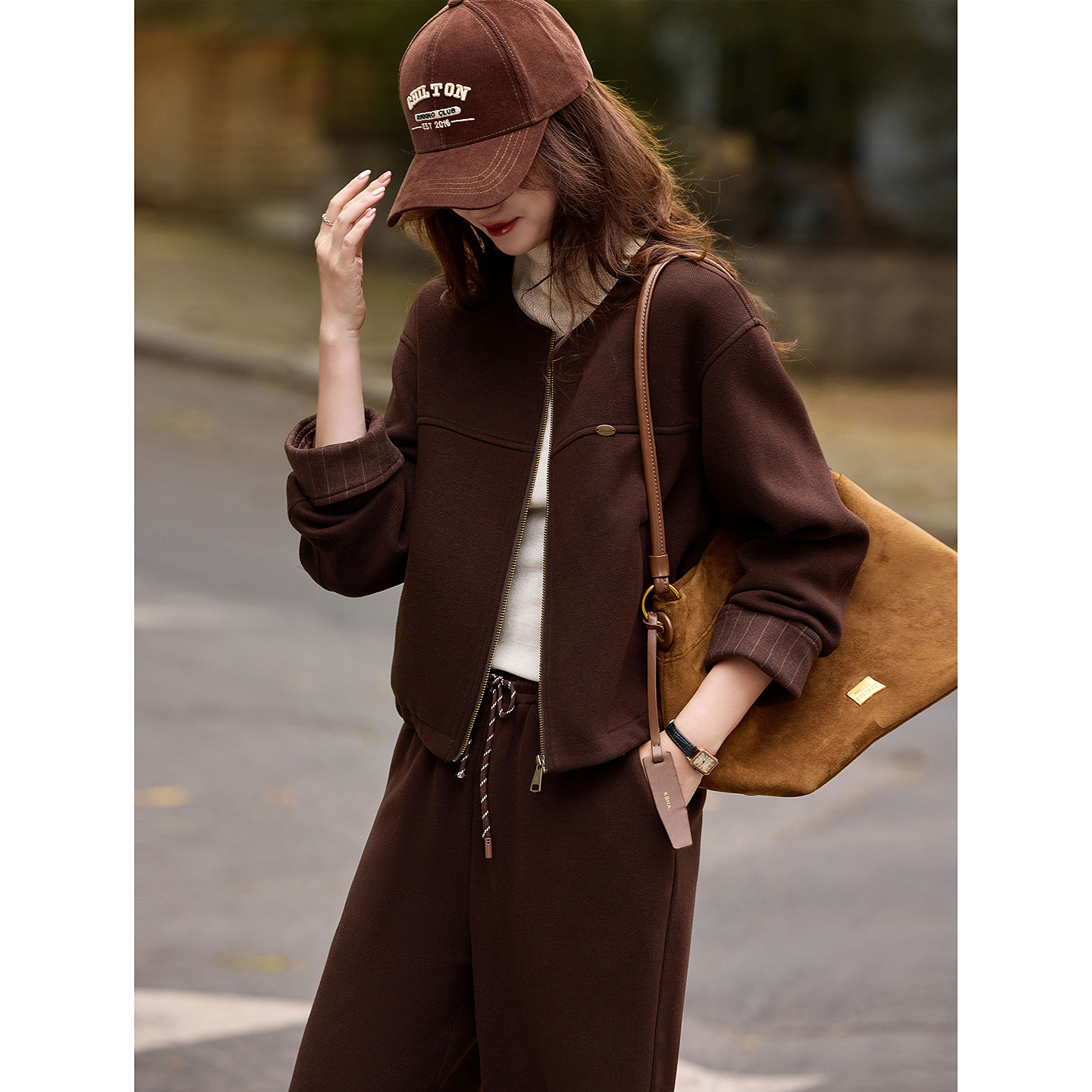 苏醒的乐园复古两件套秋冬时尚气质夹克外套直筒阔腿抽绳长裤套装,女装/女士精品,时尚套装,淘宝优惠券,粉丝福利购,淘宝优惠卷