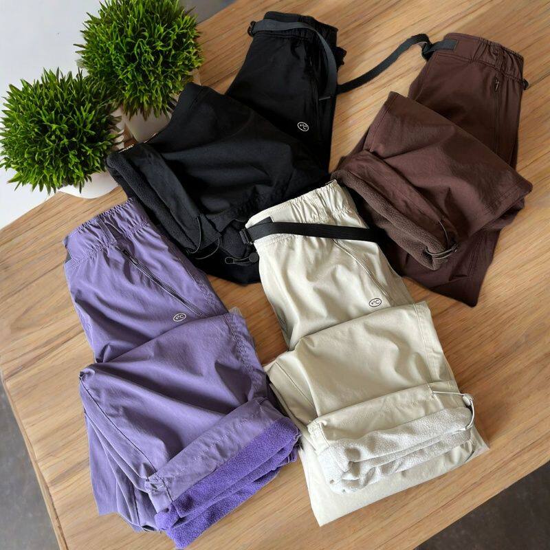 加绒工装裤户外科技面料防风防水加厚保暖捏褶休闲伞兵裤休闲裤女