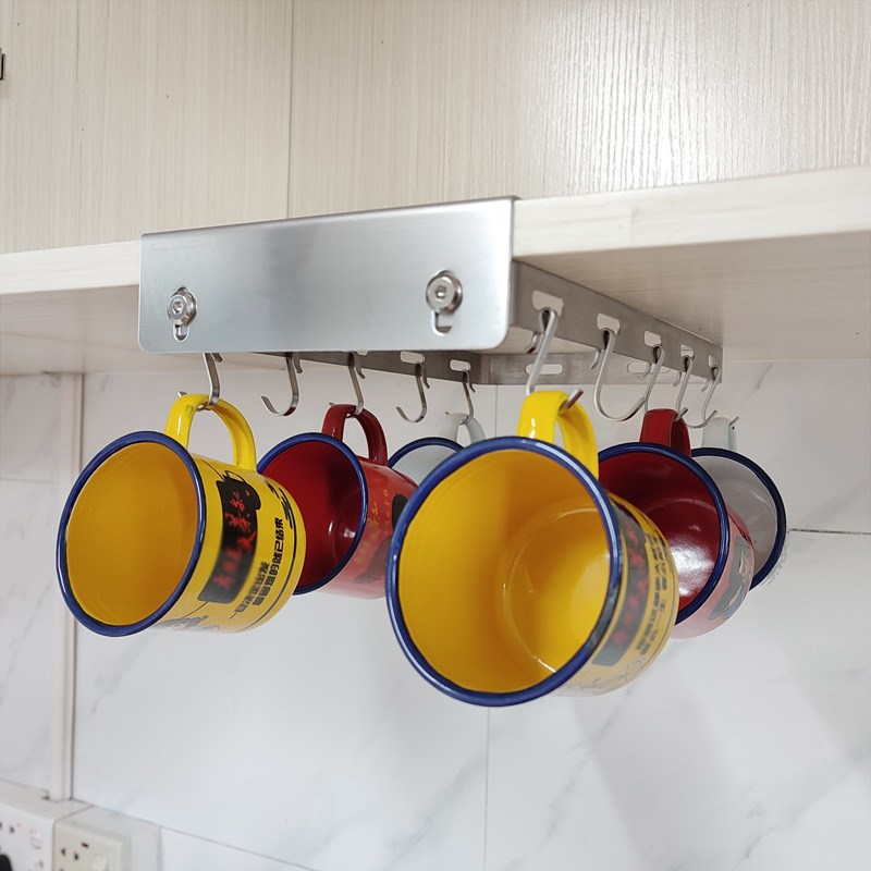 放杯子收纳置物架厨房杯架不锈钢倒挂悬挂沥水架纸巾架免钉免打孔