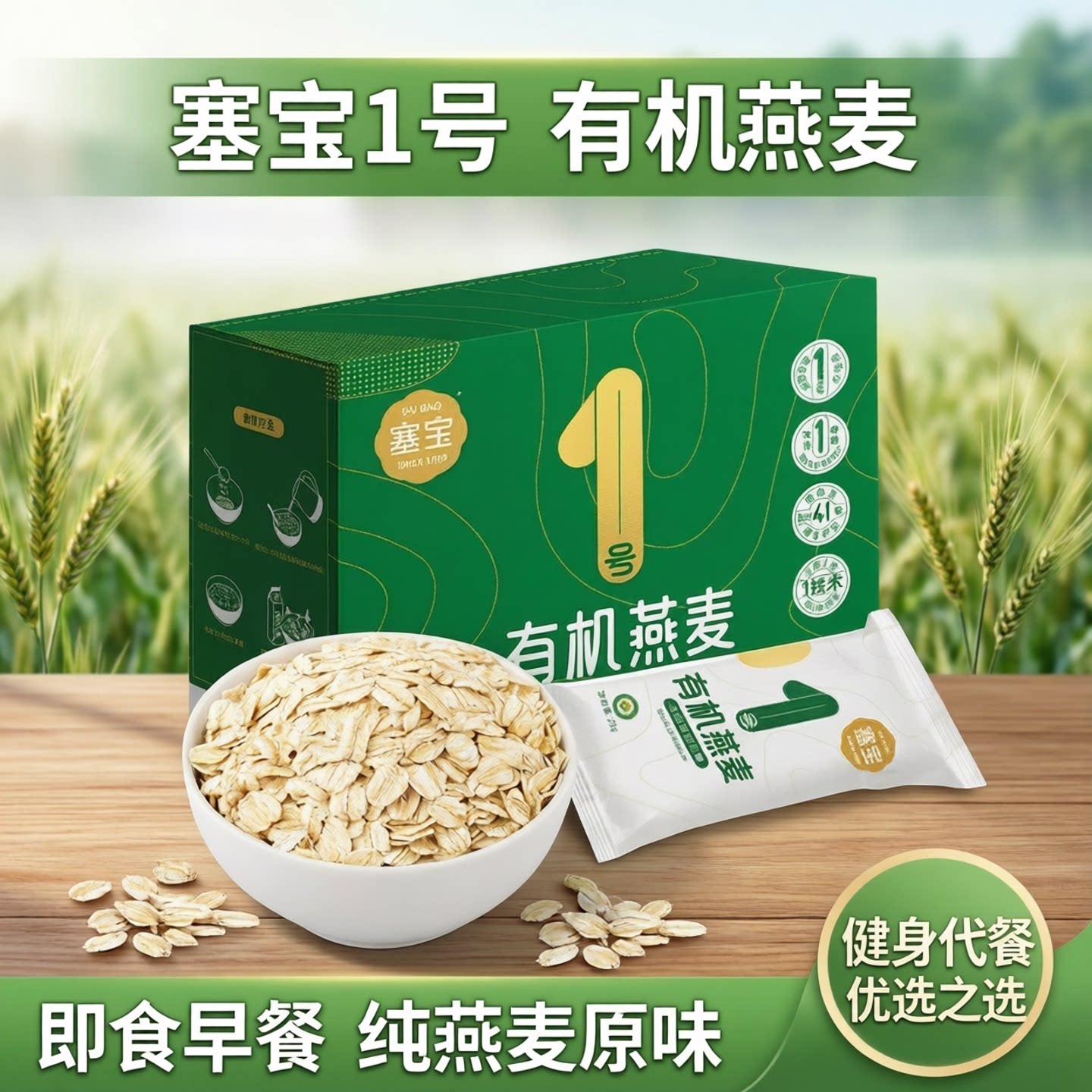 塞宝1号有机燕麦片装独立包装300g即食早餐纯燕麦片原味健身代餐