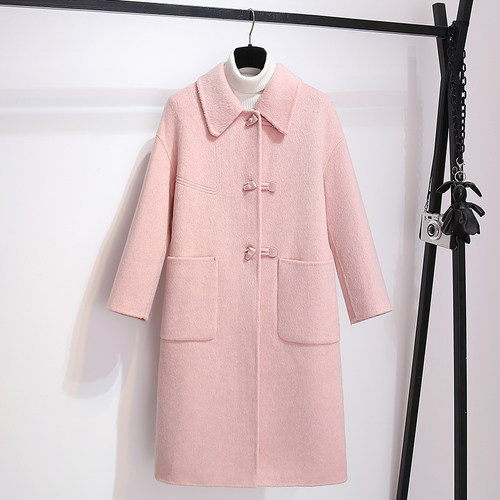 今年流行爆款粉色双面绒大衣女