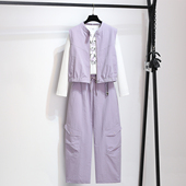 工装 ootd穿搭一整三件套装 马甲背心配T恤弯刀裤 子女2026春秋新款